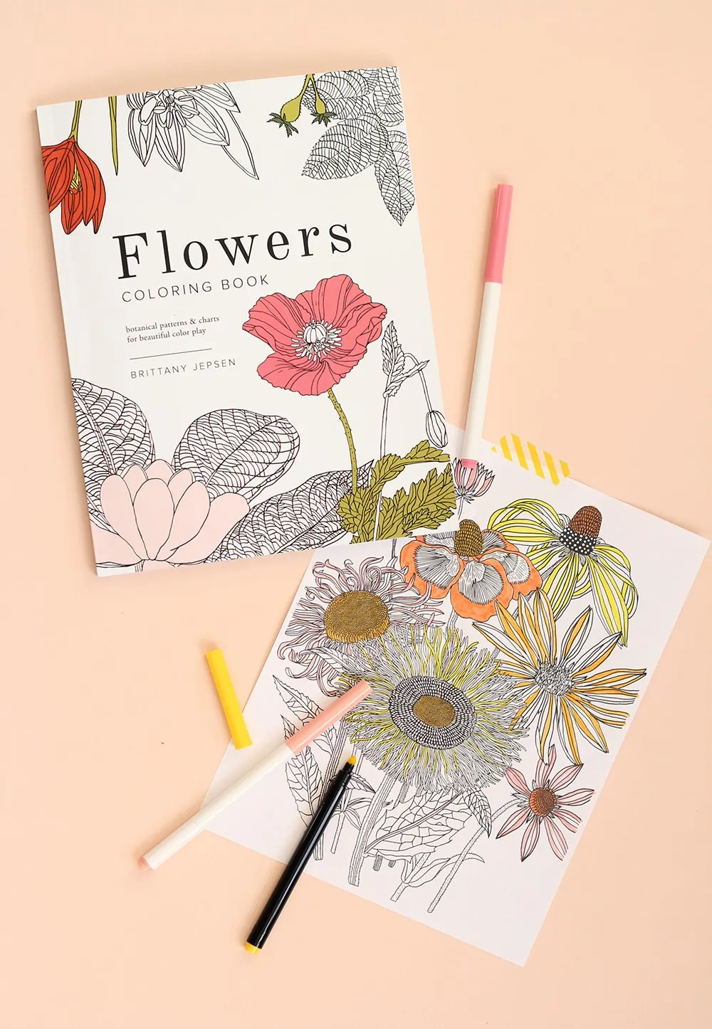 Stree Relief coloring book for adults flowers and cactus