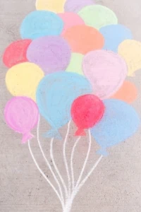draw balloons and pose for a picture