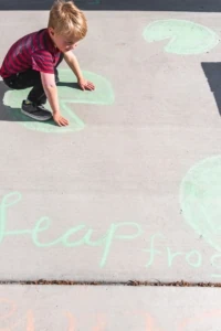 draw a leap frog on your sidewalk