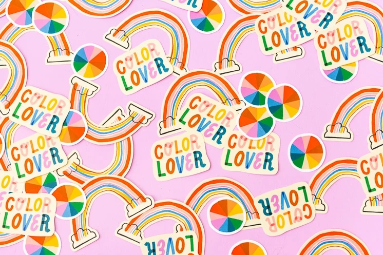 colorful stickers rainbow sticker color lover sticker color wheel sticker The House that Lars Built sticker shop