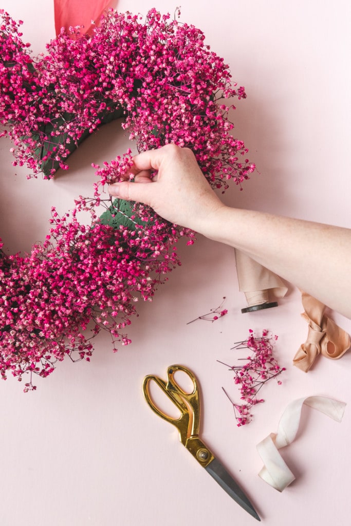 baby's breath heart wreath