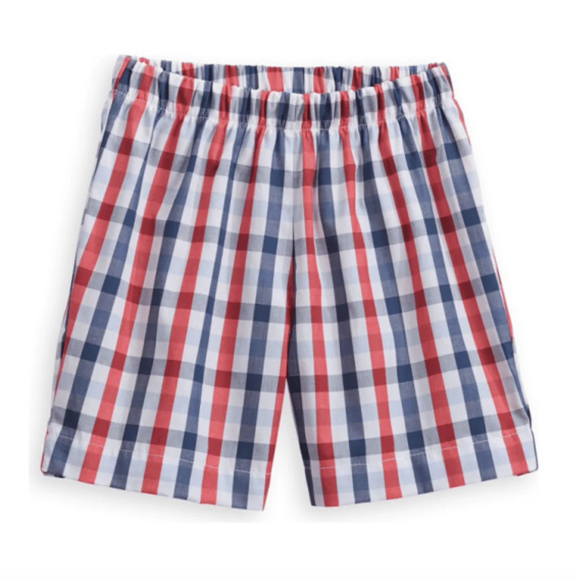 checked red and blue shorts