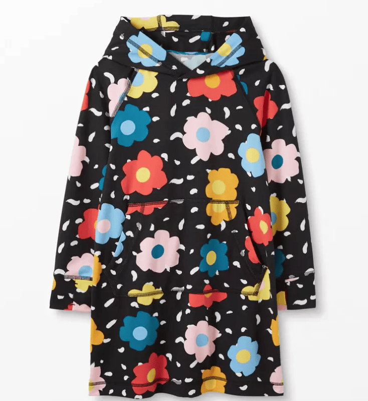 Black hoodie dress with colorful flowers