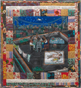 A quilted illustration from Tar Beach
