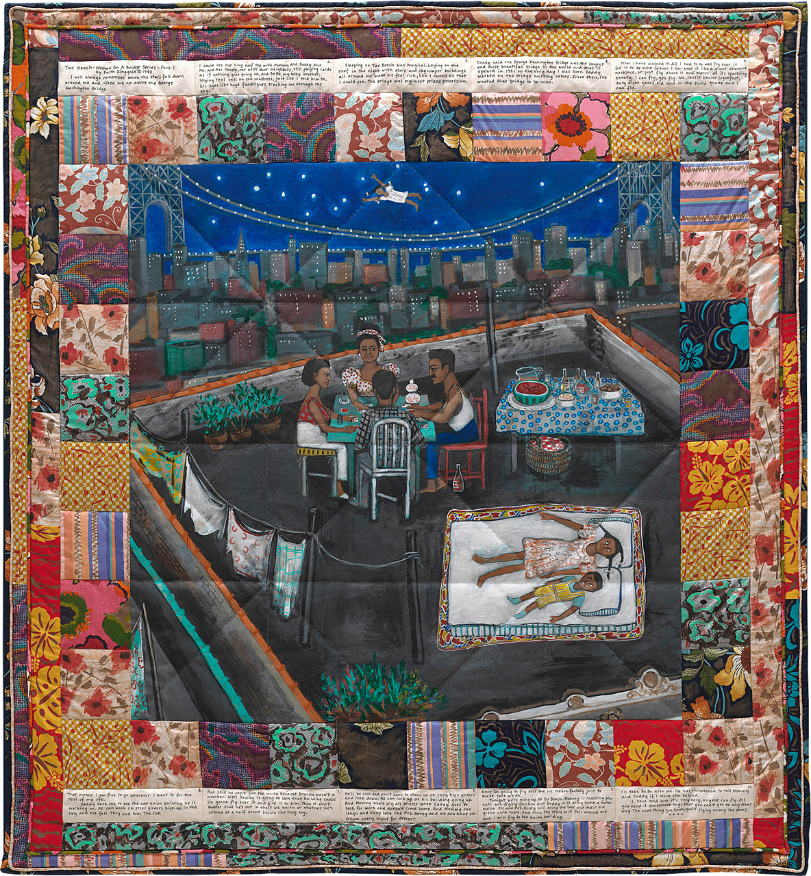 A quilted illustration from Tar Beach