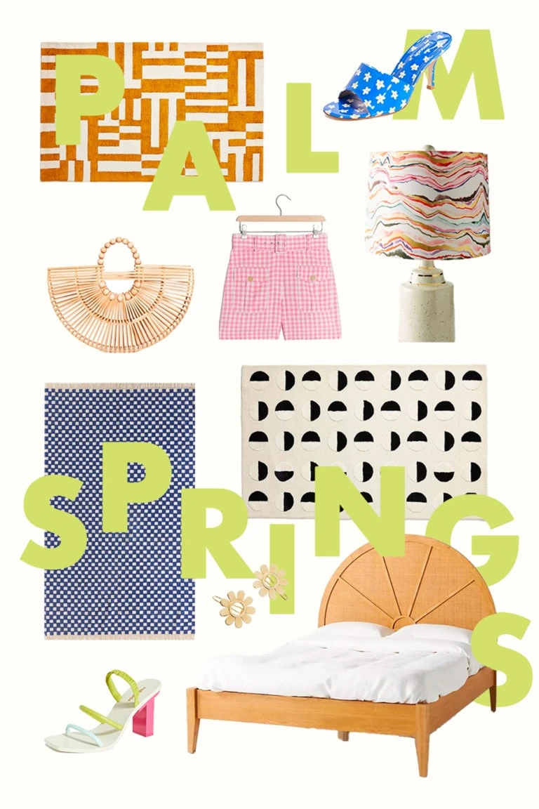 graphic of several items with a palm springs theme