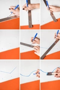 Step by step photos in a grid showing how to make the DIY Whiteboard