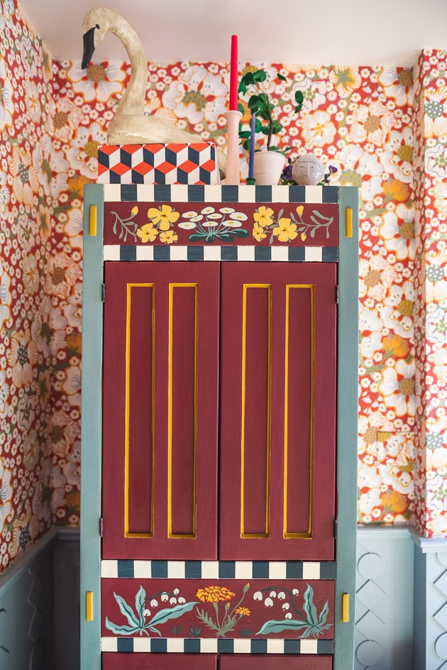 How to paint a folk art cabinet