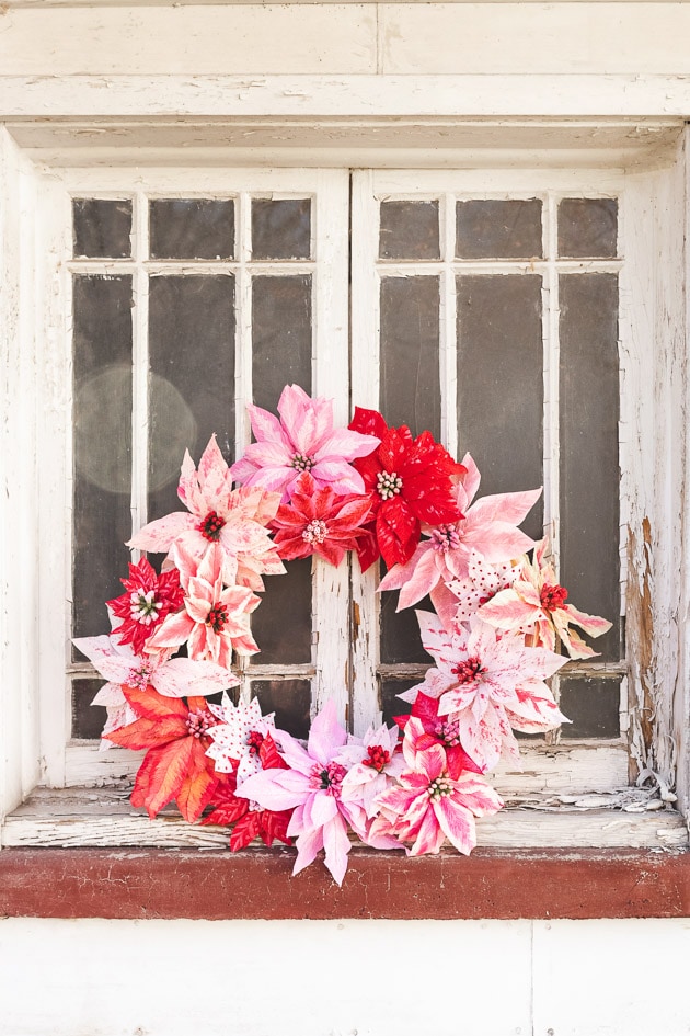 window shot of paper wreath