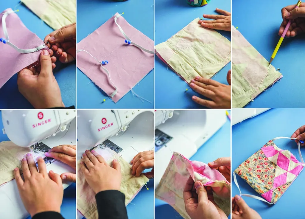 step by step photos of sewing a quilted face mask