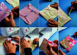 step by step photos of sewing a quilted face mask