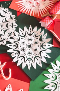 paper snowflake on green
