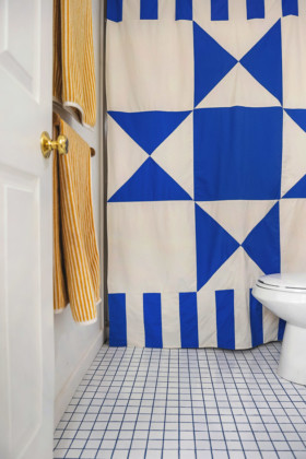 Quilted Shower Curtain - The House That Lars Built