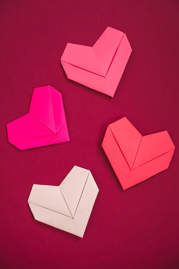 fold and mail 12 origami paper hearts
