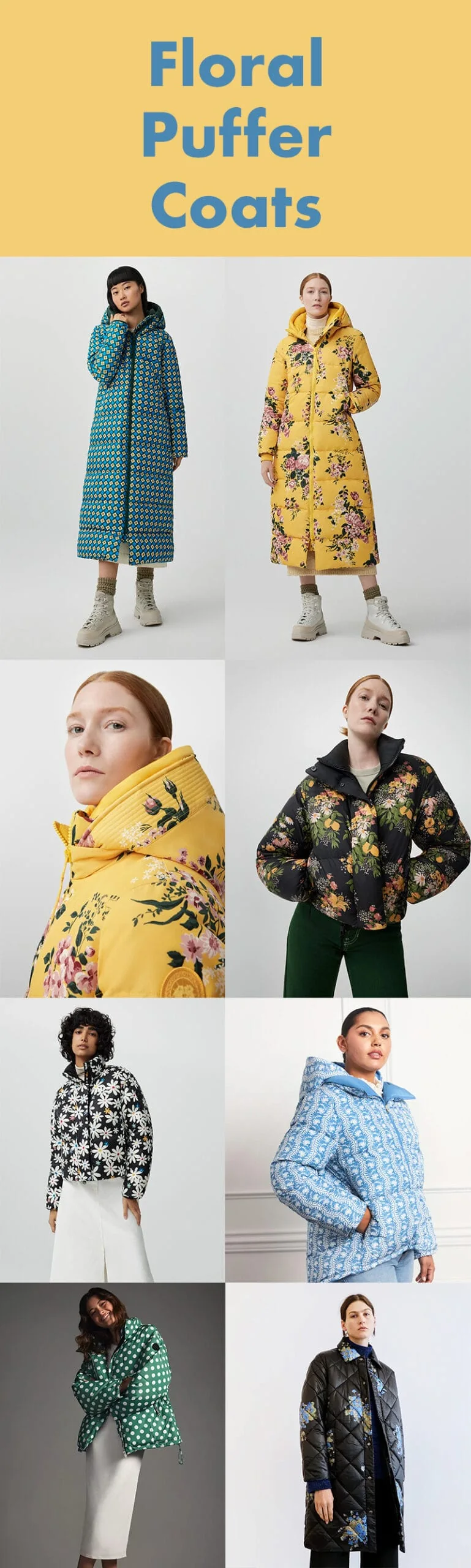 yellow floral puffer coat canada goose