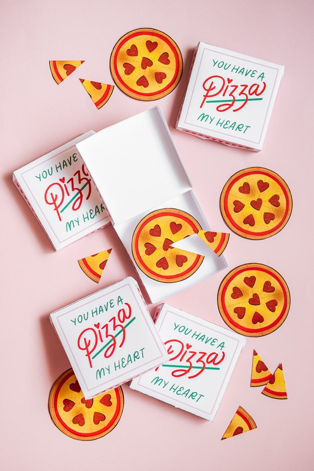 pizza box for valentine's day printable