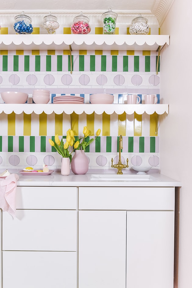 How we made the cake-inspired tile mosaic in our kitchenette