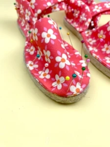 pinning fabric to espadrille soles