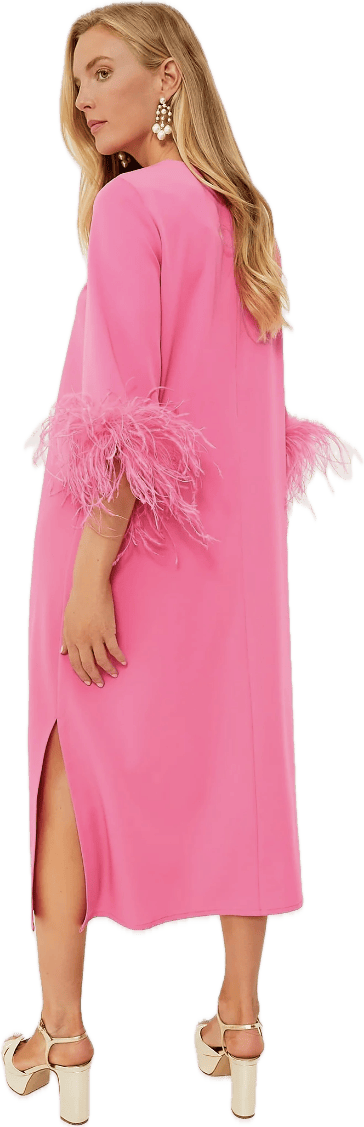pink feather dress - The House That Lars Built