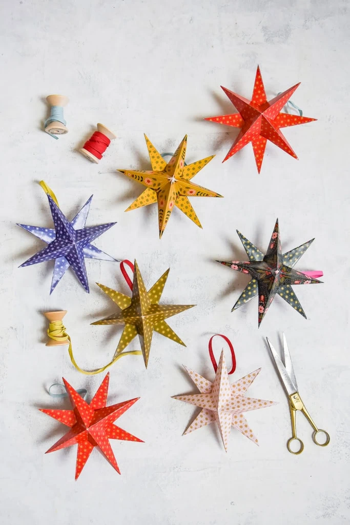 Christmas paper folded stars