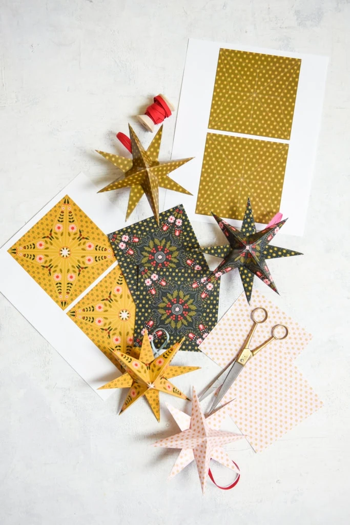 Christmas paper folded stars