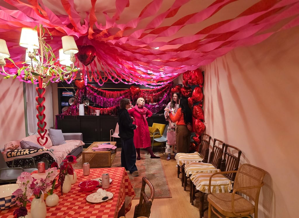 Crepe paper streamers circus tent valentine's day party