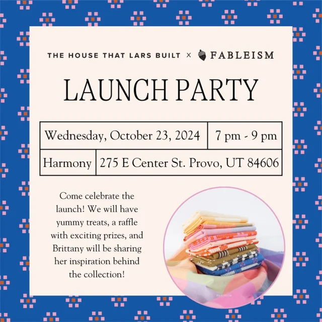 It’s happening!!! Our “Swedish Holiday” Lars x Fableism woven fabric collection is hitting fabric shops as we speak! We are SO thrilled to announce that @madewithharmony, an incredible local fabric store in Provo, UT, will be hosting a launch party! Come shop the collection and see the magic of Harmony! We will have yummy treats, I’ll chat about inspiration behind the collection, and raffles throughout! RSVP at the link in my bio! @fableism @madewithharmony