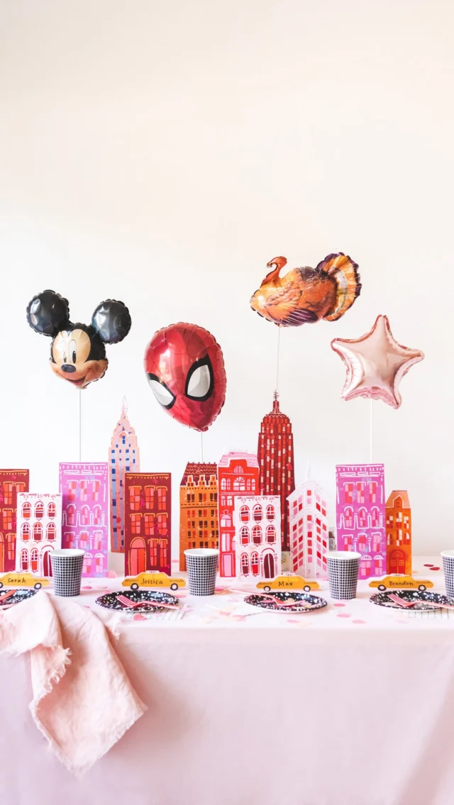 A lot of people are getting a head start on making these printable Thanksgiving Day parade skylines and I thought I’d share it in case you need a reminder. I think it’s my favorite thing we’ve ever done. And this year I found an amazing source for the mini foil balloons. I’ll link everything in stories! Comment THANKSGIVING for the links for everything!