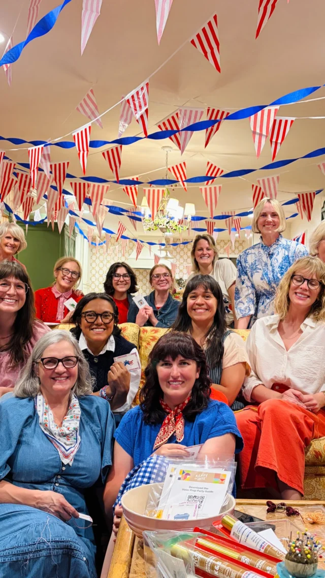 A little stitching, a little snacking, a little civic duty. 🪡🇺🇸

I’m partnering with @WomenBuildingPeace for Ready to Vote—a reason to gather your friends around a craft table and get ready for November. While you needlepoint, check your voter registration, learn about the candidates on your ballot, and make a plan to vote. You don’t have to agree on everything to help each other get prepared. If you couldn’t tell here, we had THE BEST time. I can’t wait to see yours! Tag me! 

Sign up for their newsletter, order a needlepoint kit and Voter Prep Party kit from Women Building Peace and host your own gathering. Send this to someone you want at your table!
#ReadyToVote #WomenBuildingPeace #VoterPrepParty #ad